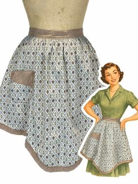 VINTAGE MCM apron tulip scalloped hemline kitchen cooking house chore 60s 50s
